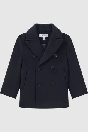 Reiss Navy Bergamo 4-9 yrs Wool-Blend Twill Double-Breasted Coat 8