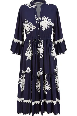 Yumi Viscose Midi Dress With Long Sleeves AU 14