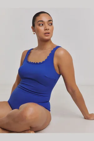 Simply Be Blue Magisculpt Contour Me Scalloped Edge Scoop Swimsuit 16