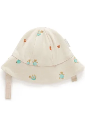 Purebaby Natural Turtle Emroidered Hat xs