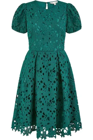 Yumi Lace Skater Dress With Puff Sleeves AU 12