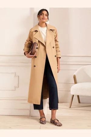 Love & Roses Camel Shower Resistant Belted Double Breasted Trench Coat AU 10