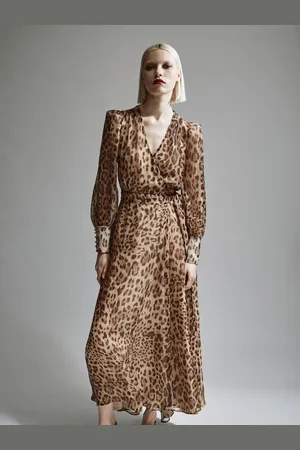 Bardot Leopard Print Lucianna Maxi Wrap Dress AU 10