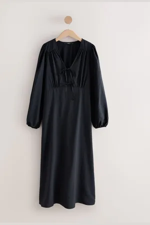Next Long Sleeve Tie Front Midi Dress 20tall