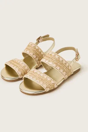 Monsoon Gold Woven Whipstitch Strappy Sandals AU 3 (EU 36)