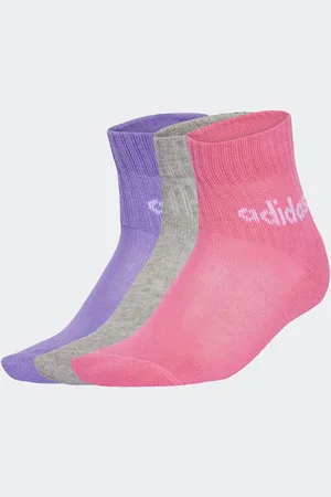 adidas Pink/Lilac Linear Ankle 5 Packs Socks 7.5-9.5Jnr