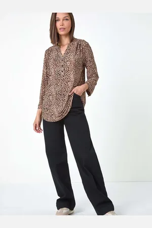 Roman Natural Animal Print Stretch Blouse AU 12