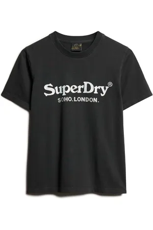Superdry Jet Black Metallic Venue Relaxed 100% Cotton T-Shirt AU 10