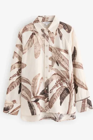 Next 100% Linen Button Down Relaxed Long Sleeve Shirt AU 20 Petite