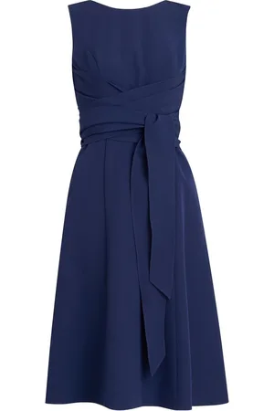 Gina Bacconi Cathleen Crepe Tie Waist Dress AU 16