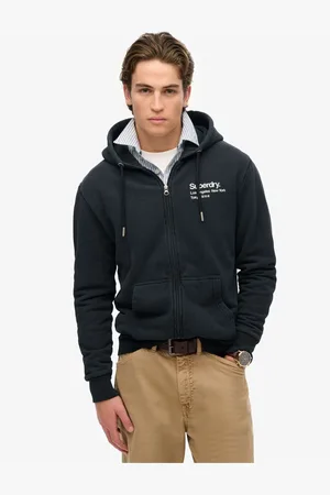 Superdry Black Core Logo City Loose Fit Zip Hood L