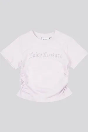Juicy Couture Purple Girls Diamante Ringer 100% Cotton T-Shirt 10