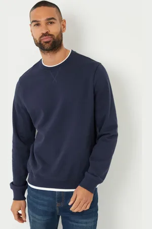 Threadbare Navy Mock Crew Neck Sweatshirt L