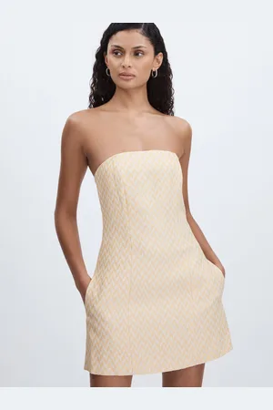 Anna Quan Strapless Chevron-Weave Mini Dress AU 8