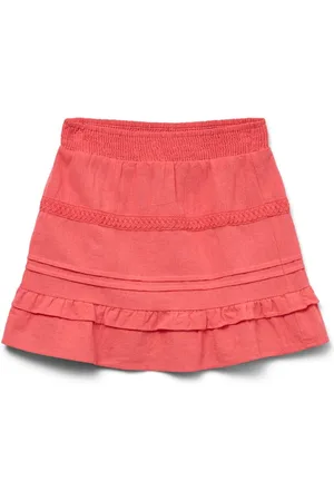 VERO MODA 100% Organic Cotton Elasticated Waist Woven Cream Mini Skirt 134140cm