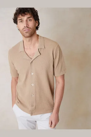 Threadbare Textured Revere Collar Knitted Shirt large