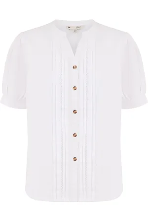 Yumi Pleated Short Sleeve 100% Cotton Shirt AU 16