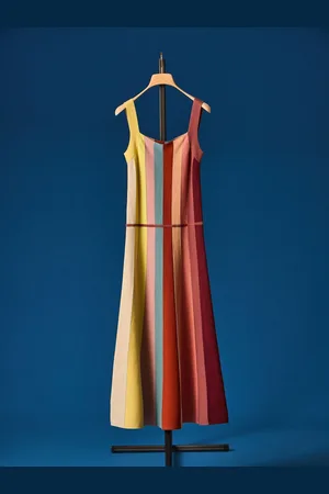 Paul Smith Stripe A Line 100% Cotton Midi Dress L