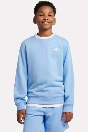 New Balance Blue Kids French Terry Small Logo Crew 100% Cotton Sweater 10