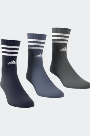 adidas Blue 3-Stripe Crew Length Socks 3 Pack 4.5-5.5