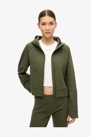 Superdry Army Khaki Sport Tech Relaxed Zip Hoodie AU 10