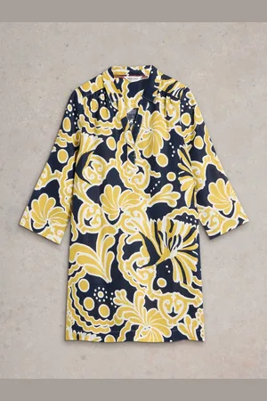 White Stuff Yellow Blake 100% Linen Tunic AU 22