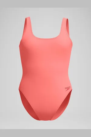Speedo Orange Womens Textured Deep U-Back Swimsuit 38