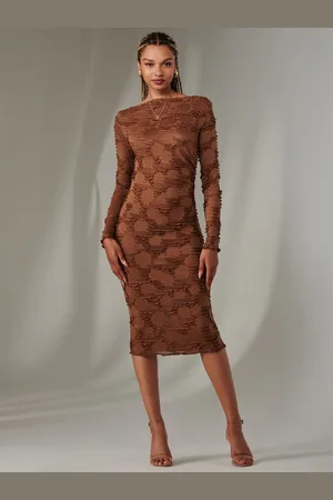 Jolie Moi Long Sleeve Textured Midi Dress AU 16