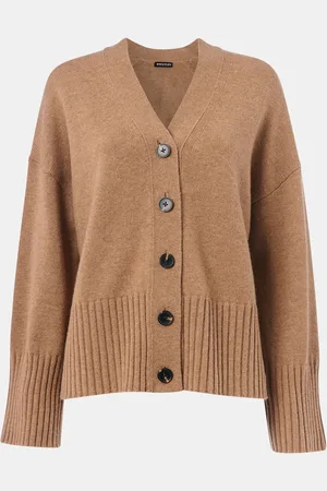 Whistles Brown Cashmere Blend Ribbed Cardigan XS