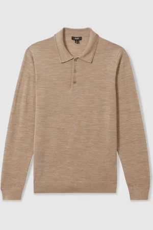 Reiss Trafford Merino Wool Long Sleeve Polo Shirt XXL