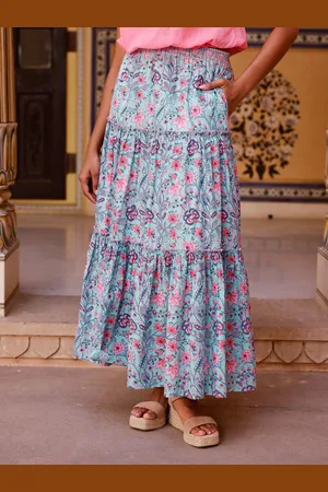 ASPIGA Becks 100% Cotton Block Print Skirt xsmall