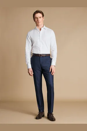 Charles Tyrwhitt Blue Slim Fit End on End Travel Suit: Trousers W32 L32