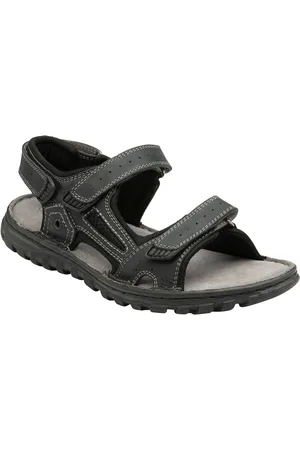 Lotus Black Leather Open-Toe Sandals AU 10 (EU 44)