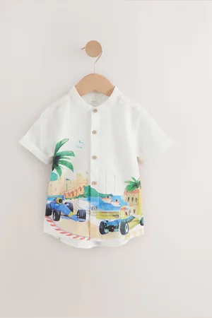 Next Short Sleeves Grandad Collar Printed Shirt (3mths-7yrs) 3
