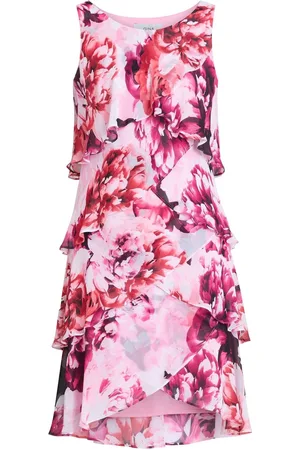 Gina Bacconi Mila Floral Print Tier Dress AU 14