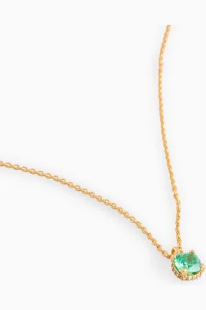 Kate Spade Gold Tone 6mm Square Green Pendant Necklace One