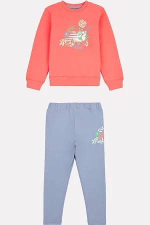 New Balance Blue Kids Floral Crew and Leggings Set 0