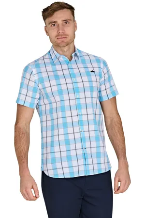 Raging Bull Short Sleeve Multi Check 100% Cotton Shirt L