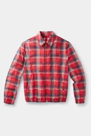 Aubin Red Langton Checked 100% Cotton Harrington Jacket L