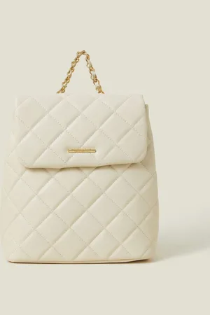 Accessorize Cream Small Quilted Faux Leather Backpack One