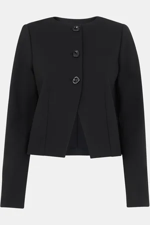 Whistles Black Petite Anne Ponte Button Jacket AU 14