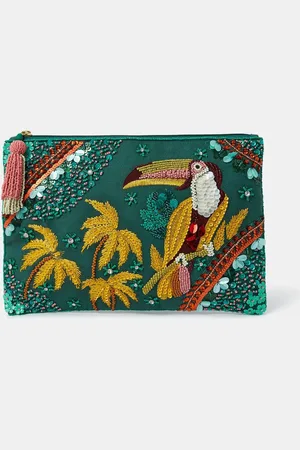 Accessorize Green Toucan Embellished Clutch Bag One