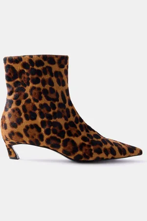 mint&berry Animal Leopard Print Leather Textured Ankle Boots AU 5 (EU 36)