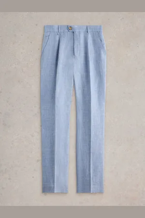 White Stuff Blue 100% Linen Trousers 36W x 31L (UK 36 R)