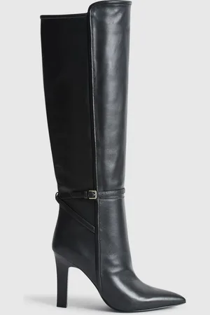 Reiss Black Caitlin Leather Knee High Boots AU 10 (EU 41)