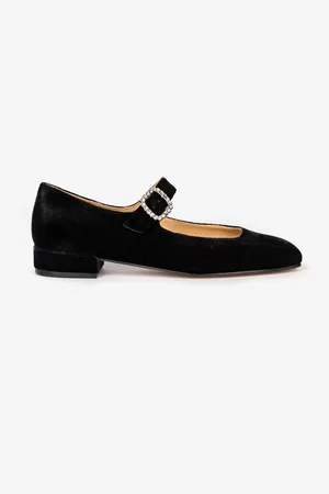 PENELOPE CHILVERS Low Mary Jane Diamante Velvet Shoes AU 6 (EU 37)