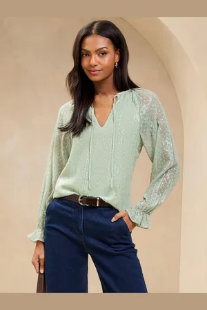 Lipsy London Green Sequin Embroidered Blouse AU 18