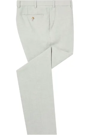 Remus Green Tapered Fit Linen-Blend Smart Trousers 38