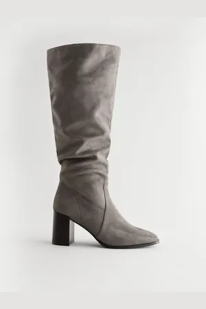 Next Grey Forever Comfort Knee High Slouch Block Heeled Boots AU 11 (EU 43)