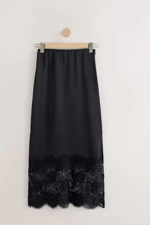 Next Satin Midi Skirt With Lace Trim 20